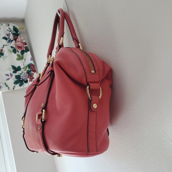 Michael Kors Bedford Pebble Leather Satchel Watermelon Pink - Picture 8 of 12